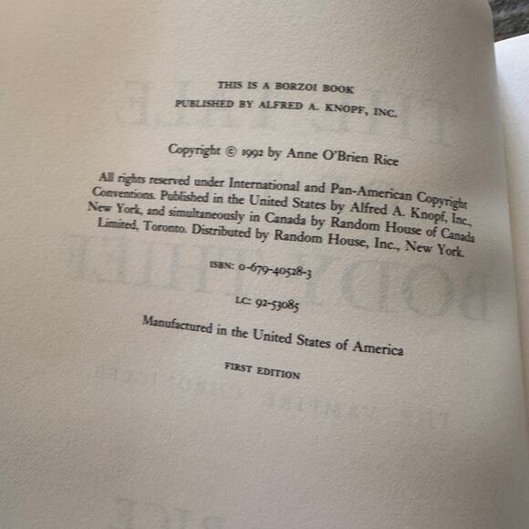 The Tale Of The Body Thief By Anne Rice First Edition Book 1992 Horror - Picture 3 of 4